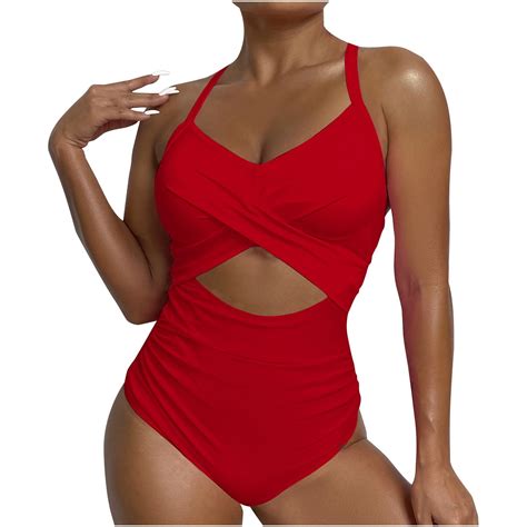 Pejock Swim Suits For Women Tummy Control One Piece Swimsuit Halter Strap Backless Slimming