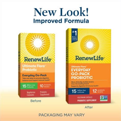 Renew Life Everyday Go Pack Probiotic Capsules Daily Supplement Ct