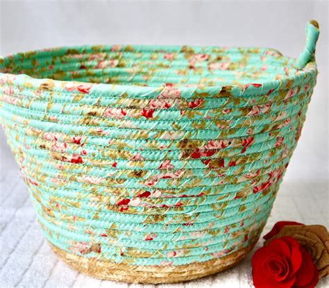 Green Waste Basket Handmade Handled Basket Receptacle Paper Etsy