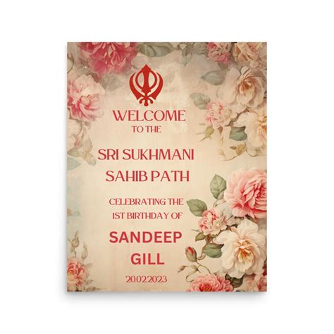 Sukhmani Sahib Path Welcome Sign Poster Gurdwara Welcome Sign Path