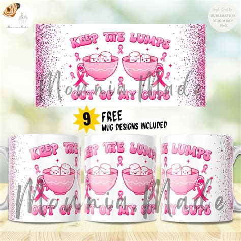 Breast Cancer Coffee Mug Sublimation Templates Oz Mug Wrap