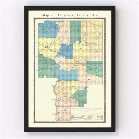 Vintage Map Of Tallapoosa County Alabama By Ted S Vintage Art