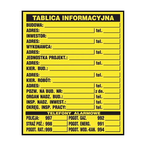 Tablica Budowlana Tablica Informacyjna Budowy