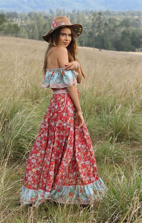 Robe Longue Paules D Nud Es Hippie Fleurie Boho Boheme Chic Mony Ronyboho