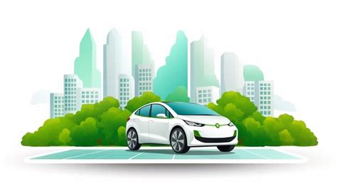 Premium Photo Electric Car On The City Background Vector Illustration