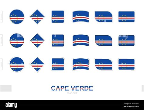 Cape Verde Flag Set Simple Flags Of Cape Verde With Three Different