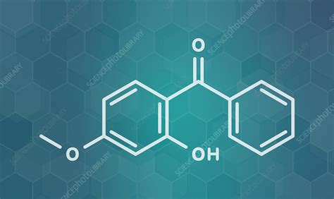 Oxybenzone sunscreen molecule, illustration - Stock Image - F029/9885 ...