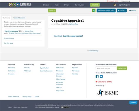 Cognitive Appraisal Oer Commons