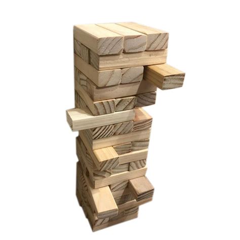 Brown Tumbling Tower Wooden Block Set For Playing Size 165 X 65 X
