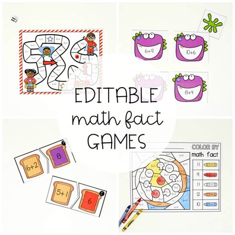 15 EDITABLE Math Fact Games - The Stem Laboratory