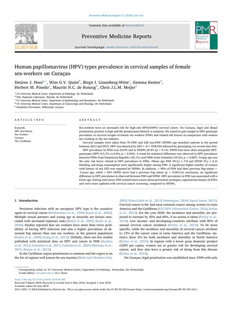PDF Human Papillomavirus HPV Types Prevalence In Cervical Samples Of Female Sex Workers On