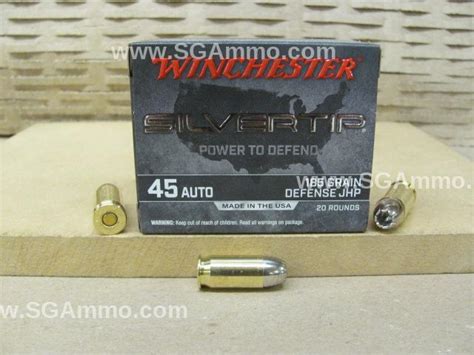 20 Round Box 45 Auto 185 Grain Defense JHP Winchester Silvertip Ammo