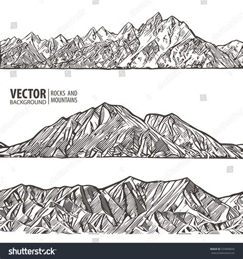 Mountains Ranges Set Nature Sketch Spiky Stock Vector Royalty Free