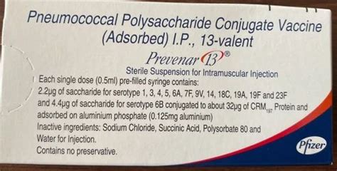 Prevenar 13 Pneumococcal Polysaccharide Conjugate Vaccine 0 5 Ml