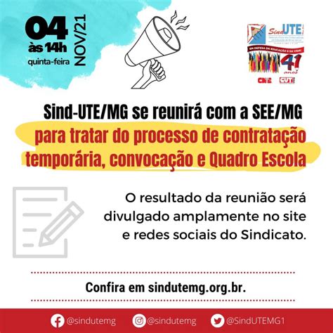 4 11 às 14h Sind UTE MG se reunirá a SEE MG para tratar do