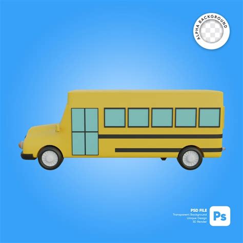 Objeto 3d Clássico Ao Lado Do ônibus Escolar Psd Premium