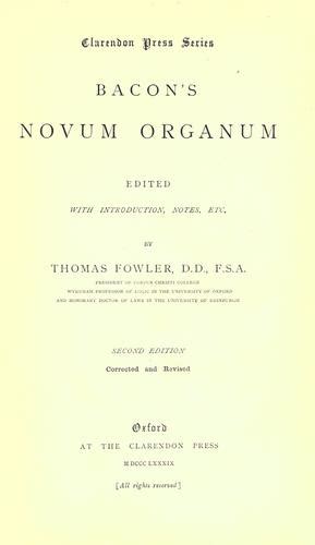 Bacon's Novum organum by Francis Bacon | Open Library