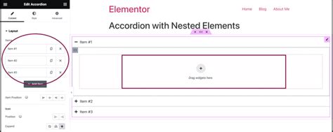 Accordion Widget With Nested Elements Elementor