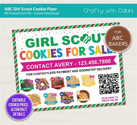 Girl Scout Cookie 2024 Flyer Abc Cookie Printable Flyer Cookie Flyer