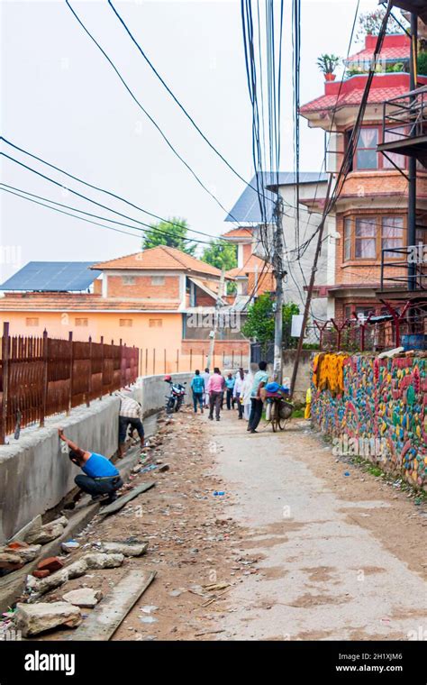 Kathmandu Nepal 21 Mai 2018 Colorful Dirty And Dusty Street And Area