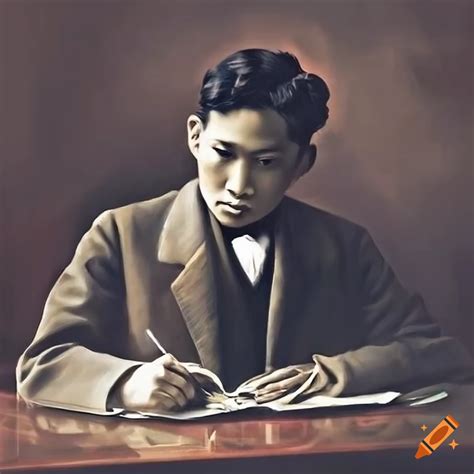 Jose Rizal Writing With A Feather On A Desk On Craiyon