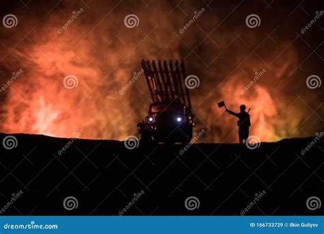 Lan Amento De Foguetes Nuvens De Fogo Cena De Batalha M Sseis