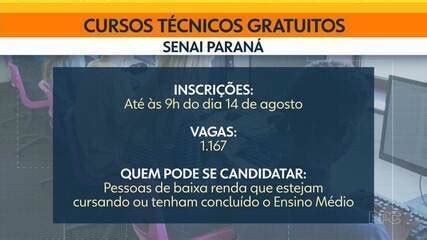 Senai abre inscrições para cursos técnicos gratuitos mais de 1 mil