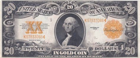 1922 20 Dollar Gold Certificate Value