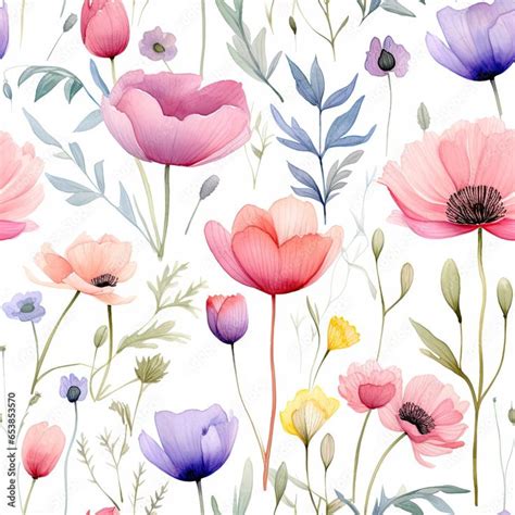 Watercolor Wildflowers Digital Spring Flowers Printable Spring