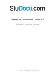 Cs1102 Unit 3 Discussion Assignment Pdf LOMoARcPSD 8866144 CS1102