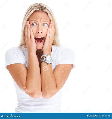 Woman Scream Hands Or Shock In Studio For Scared Face Emoji Horror