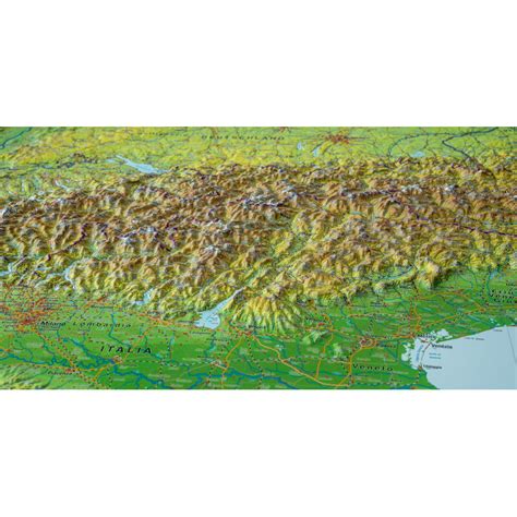 Georelief Regional Karte Alpenbogen X D Reliefkarte Mit Holzrahmen