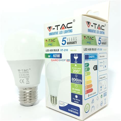 Garoshop V Tac Pro Vt Lampadina Led E W Bulb A Chip Samsung