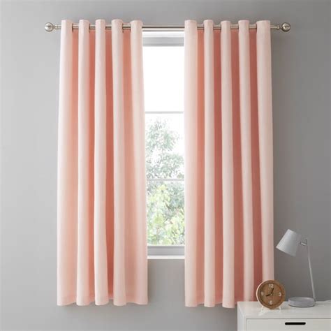 Mini Waffle Shell Pink Blackout Eyelet Curtains | Dunelm