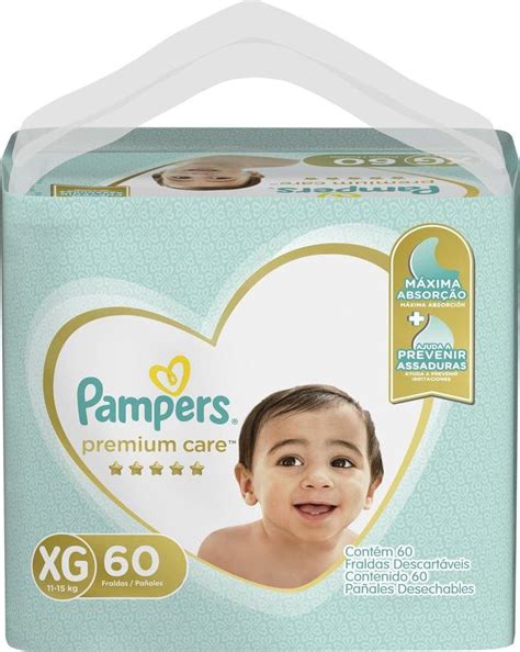 Kit Fralda Pampers Premium Care Jumbo Tamanho XG 120 Unidades