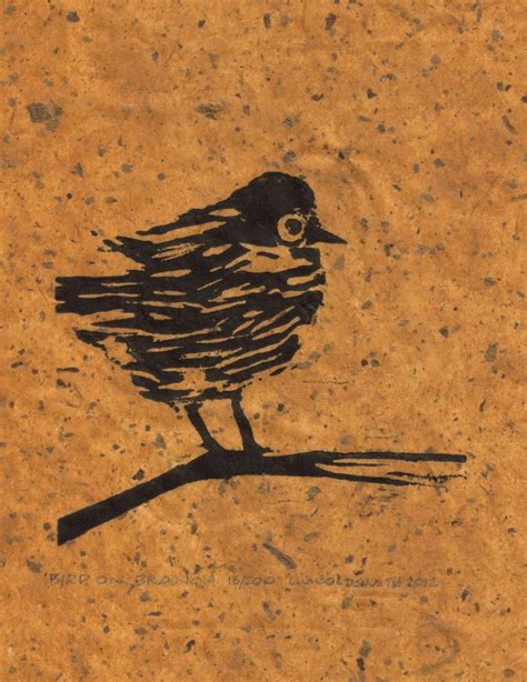 Bird On Branch Original Woodcut Print Limited Edition 16200 Etsy