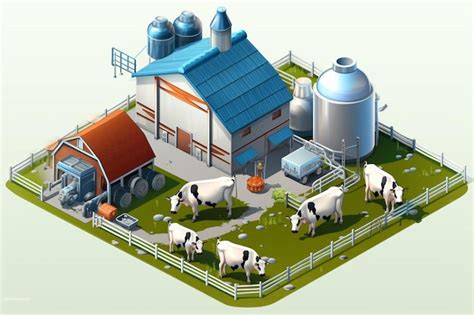 Premium Photo Milk Production Isometric Composition With Isolated