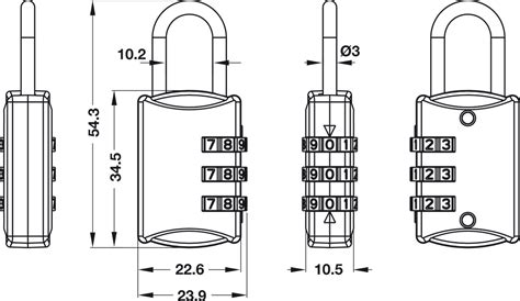 Padlock Combination padlock 20302 3 Dials HAFELE in the Häfele