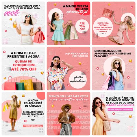 Pack Canva Loja Roupa Moda Feminina 30 Artes Editável Elo7