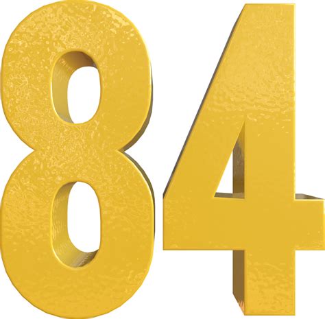 Number 84 Yellow Metal Paint 3D Render 16653002 PNG
