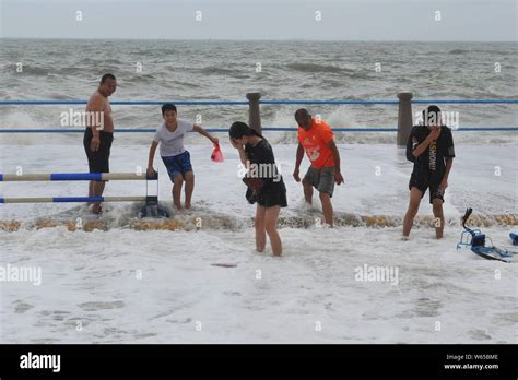 Local Residents View Huge Wave Caused By Typhoon Yagi The 14th Typhoon