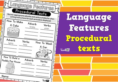 Language Features Procedural Texts Teacher Resources And Classroom Games Teach This