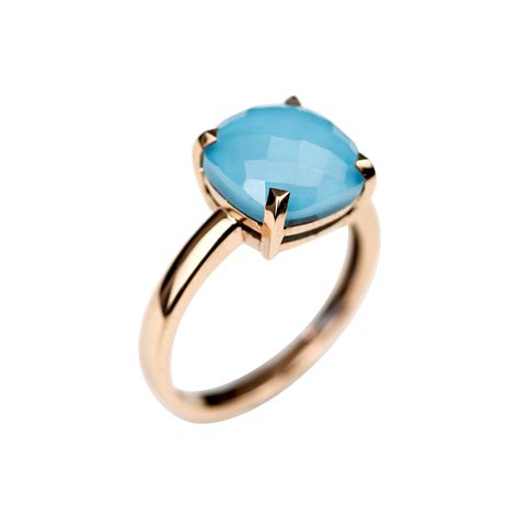 Dans La Collection Poppy Blue La Version Bague Turquoise Et Or Rose