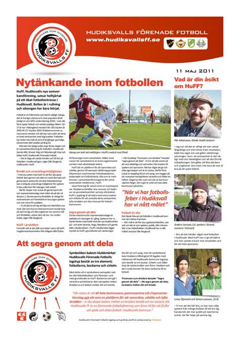 Informationsbilaga Hudiksvalls Förenade Fotboll HuFF Hudiksvalls