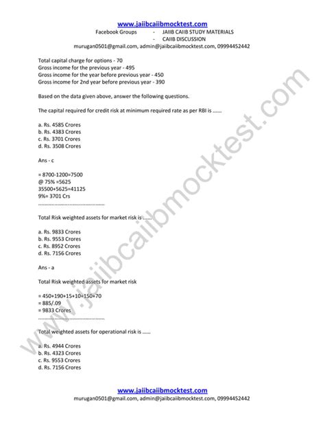 Caiib Bfm Sample Questions By Murugan For Nov Exams Pdf