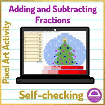 Adding And Subtracting Fractions Pixel Art Activity Google Sheets