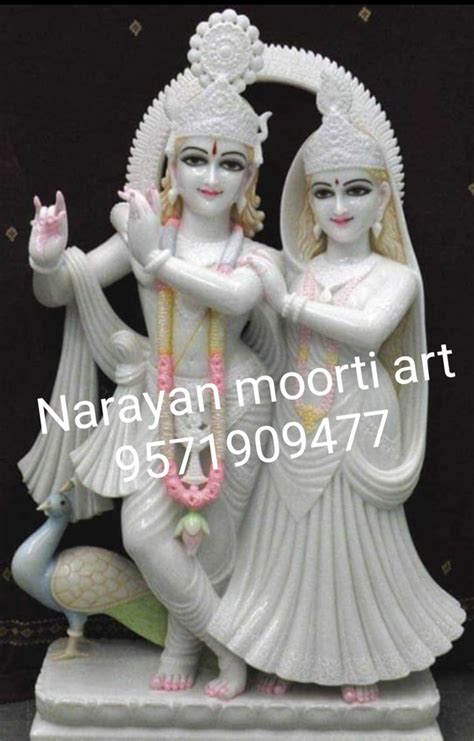 White Traditional Marble Radha Krishna Jugal Jodi Statue For Temple At