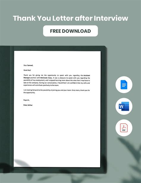 Thank You Letter after Interview - Google Docs, Word, PDF | Template.net