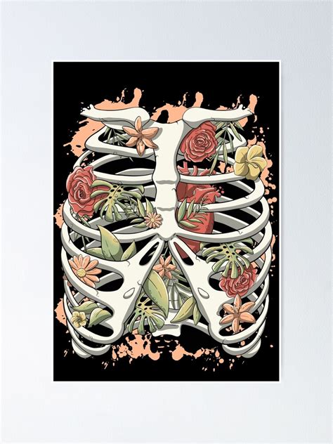 Floral Rib Cage Poster For Sale By Lambo Designs Redbubble