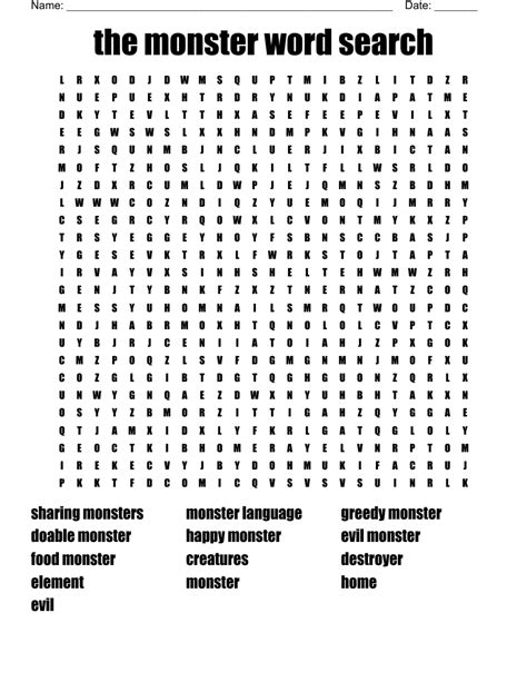 The Monster Word Search WordMint